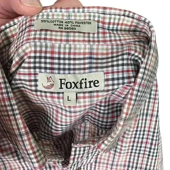 Foxfire Men L Plaid Button Down Shirt Reg Multi Cotton Blend Short Sleeve Pocket - Picture 6 of 6
